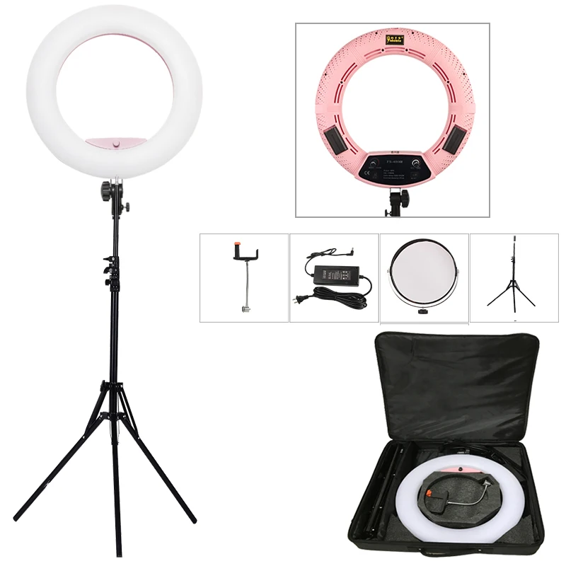 Led Ring Light 18 - Yidoblo Pink FS-480II 5500K Dimmable Camera
