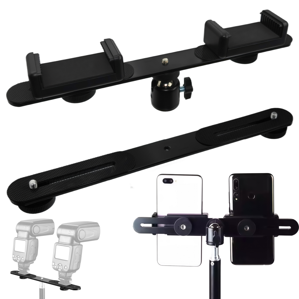 1/4'' Dual Flash Bracket Mount - Photography Video Lighting Kit With Adjustable Tripod Stand avis et prix