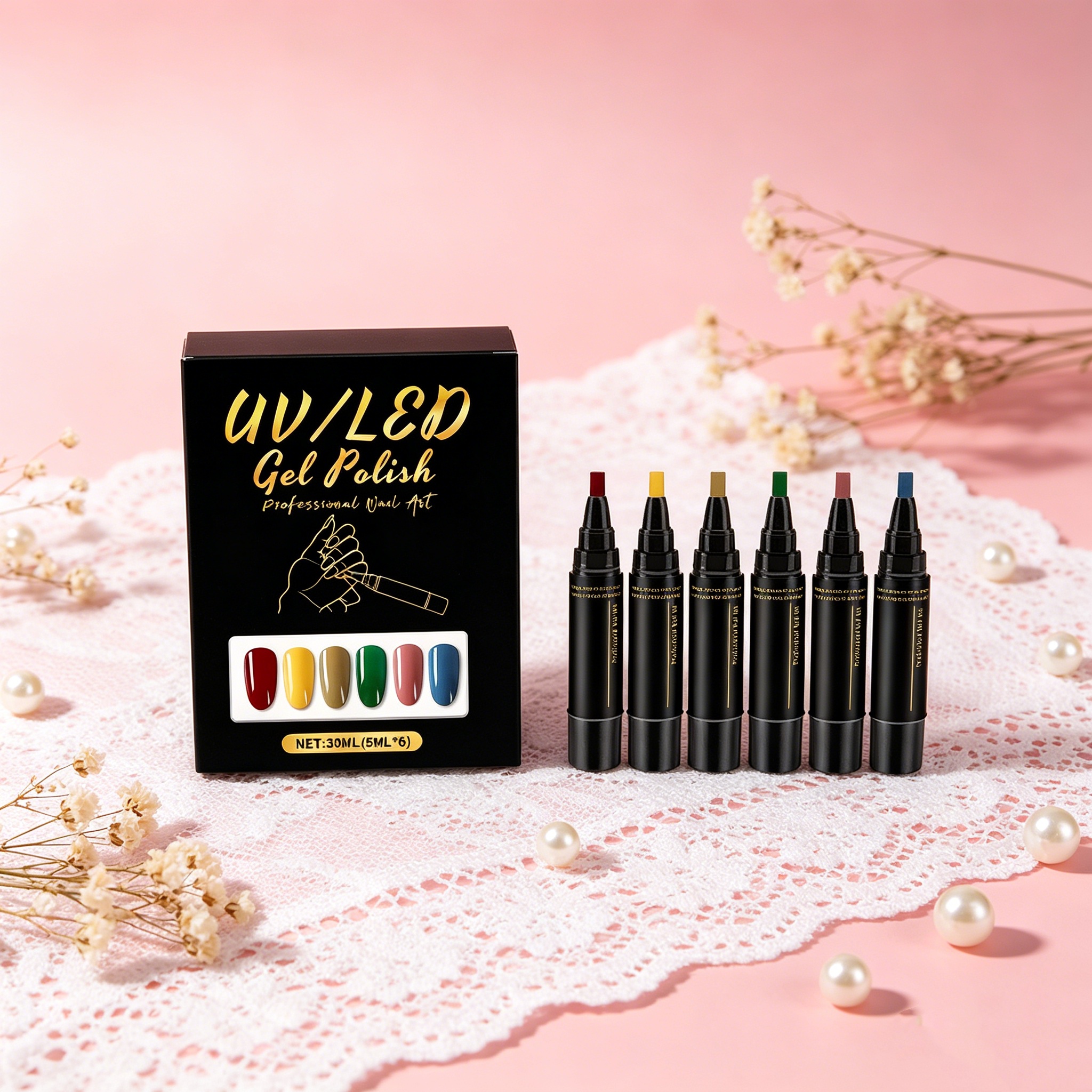 6 Colourful Nail Gel Pen Set N - Coloured Gel Set avis et prix
