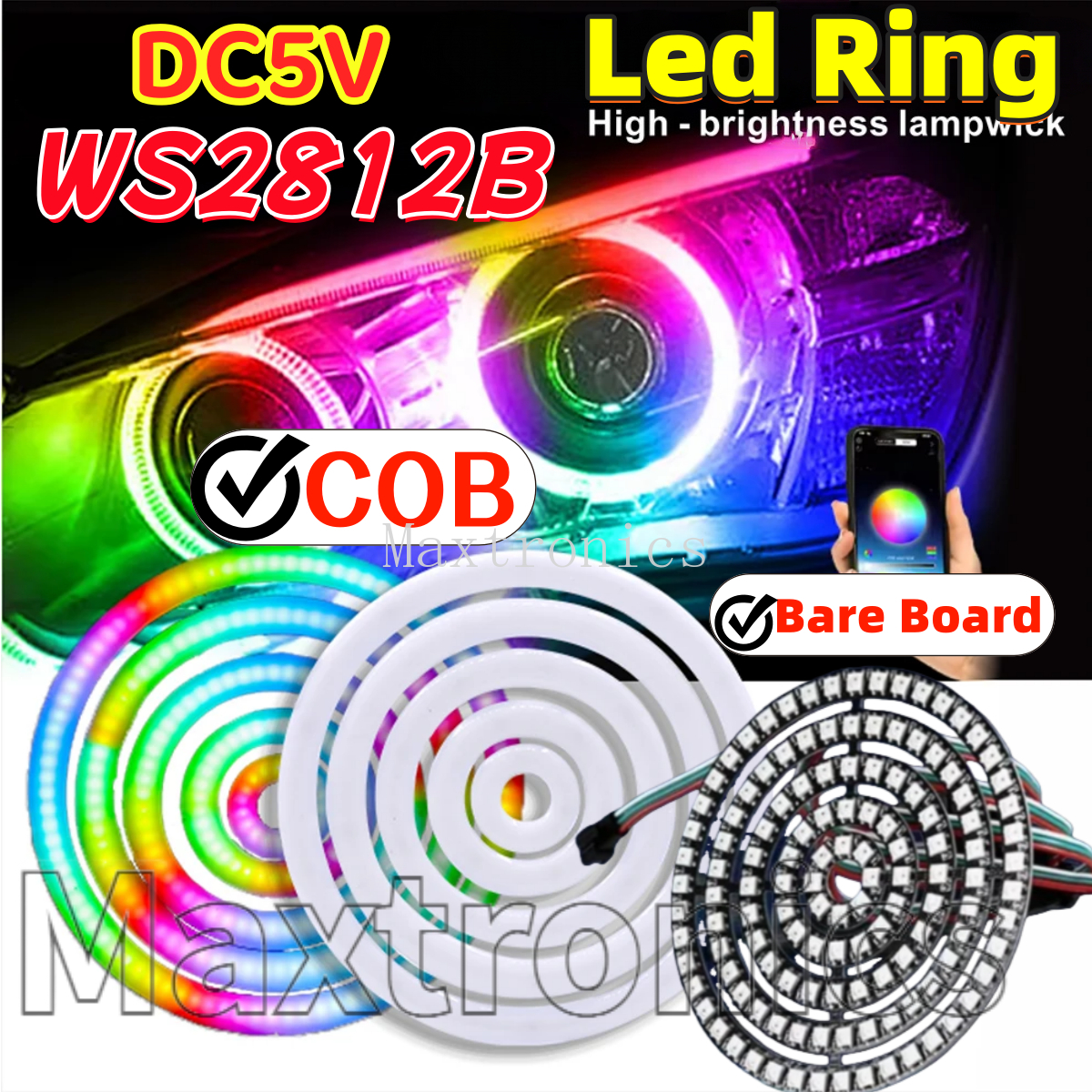FCOB WS2812B RGB Led Ring 18/3 - Led Ring Light 18 avis et prix