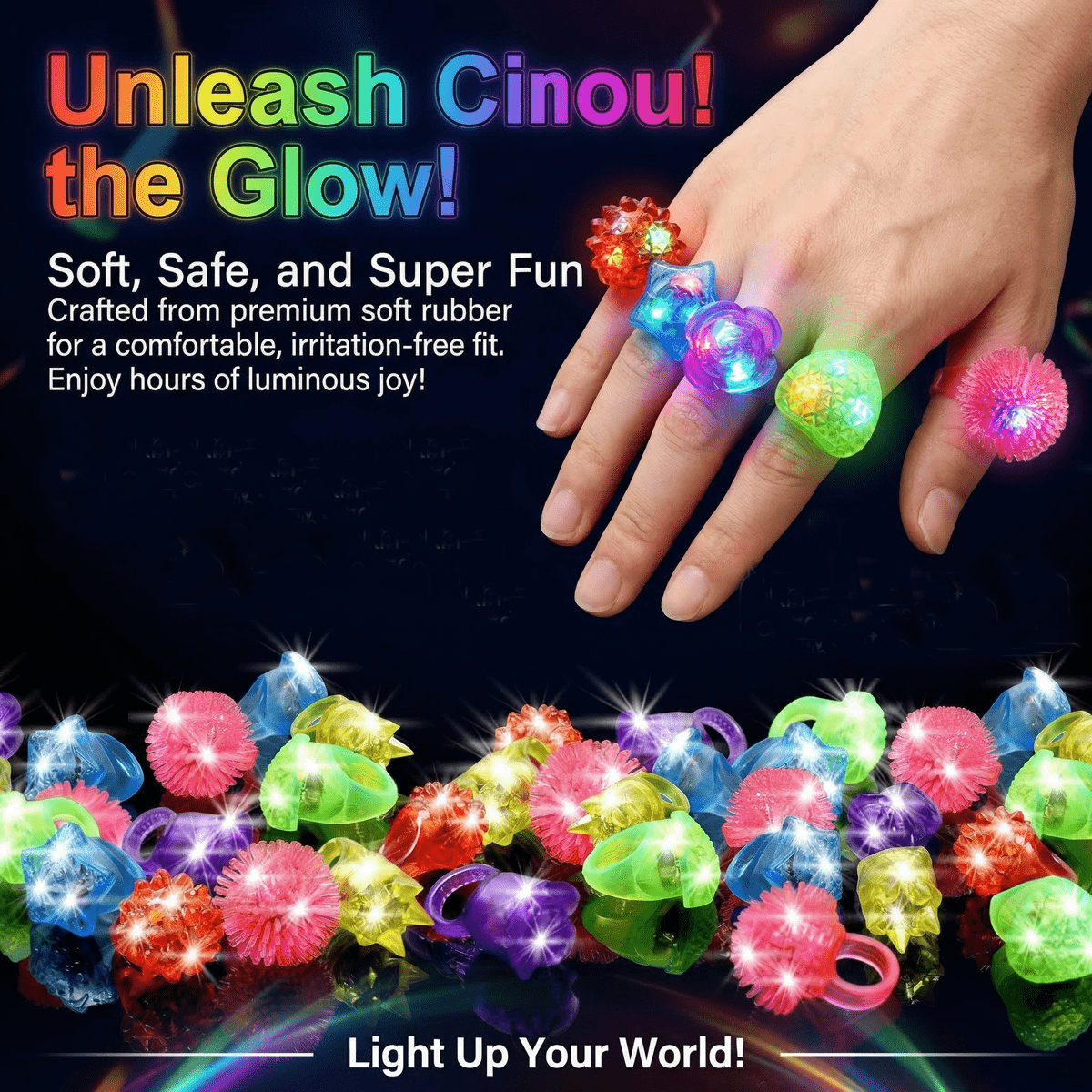 10Pcs LED Light Up Jelly Rings - Led Ring Light 18 avis et prix