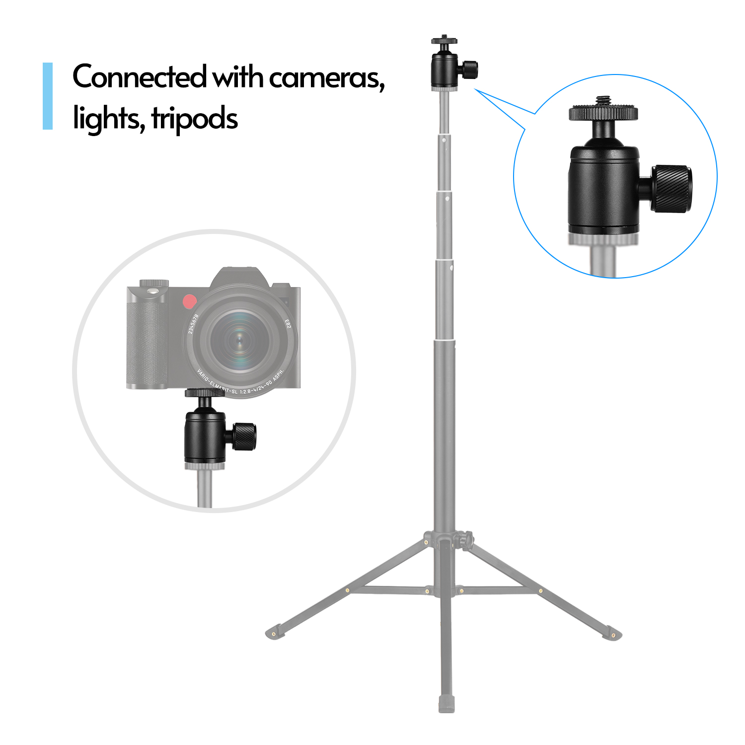 Mini Metal Tripod Head Adapter - Photography Video Lighting Kit With Adjustable Tripod Stand avis et prix