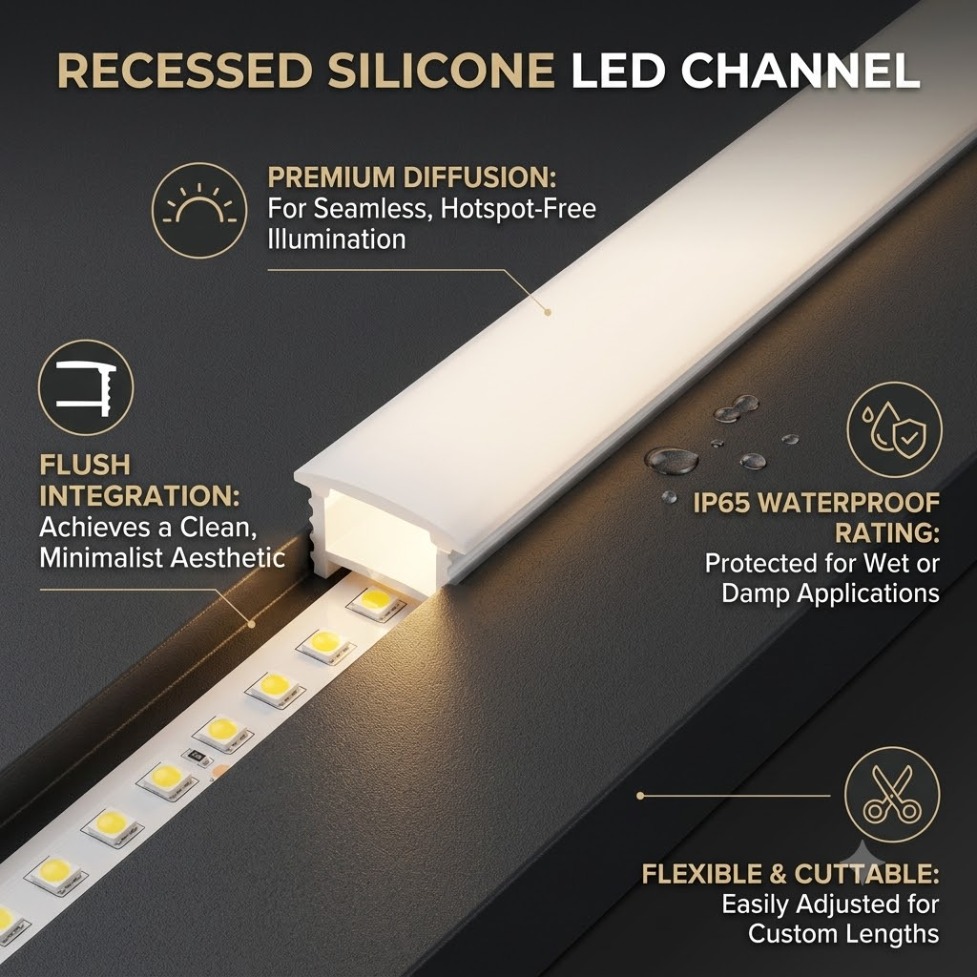 Recessed White Silicone Tube L - Diffusion Material Roll avis et prix