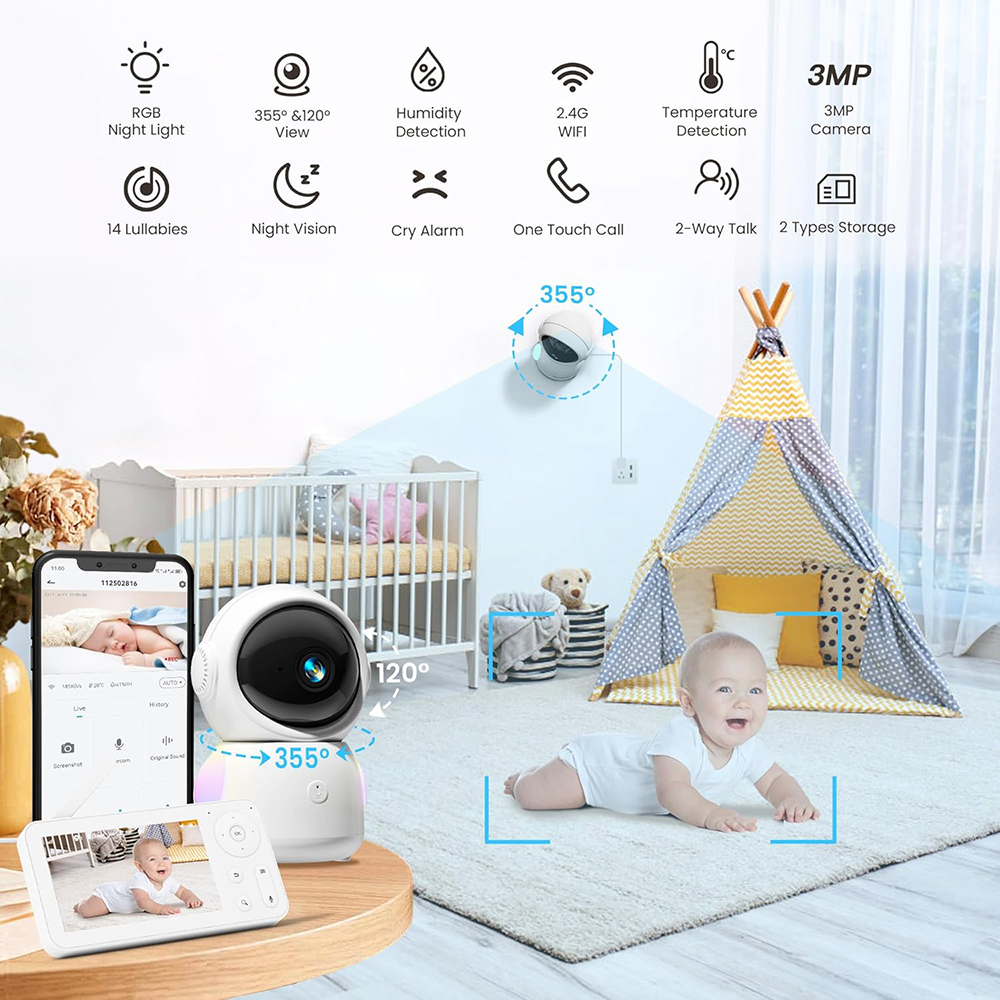2K Baby Monitor with 2 Cameras - Photography Lighting With Umbrella avis et prix
