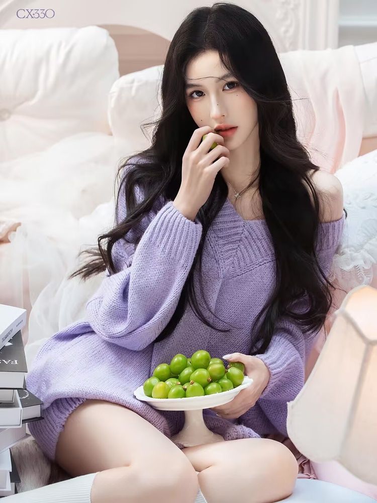 Autumn Winter Purple Sweater O - Photography Lighting Studio avis et prix