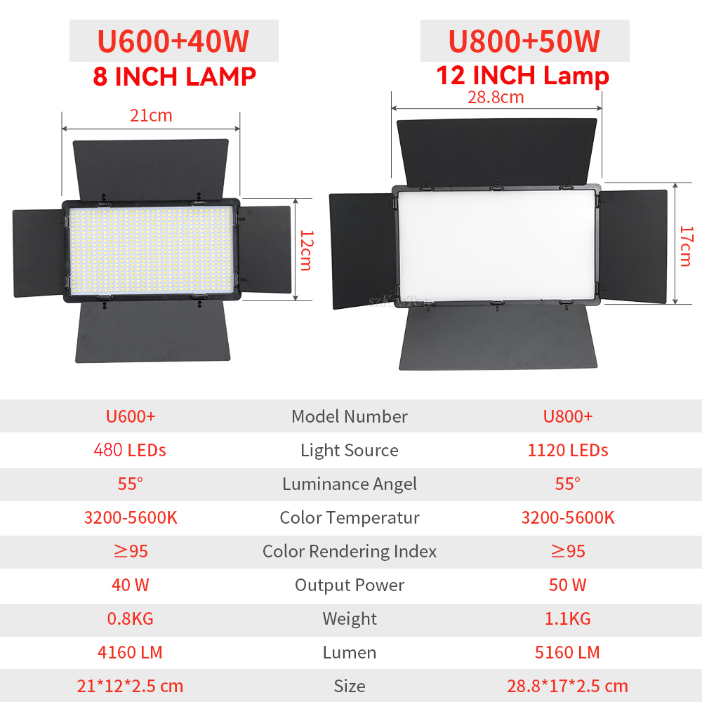 U800 U600 LED Photo Studio Vid - Video Light Panel Led avis et prix